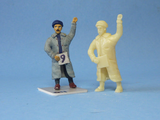 Man with Number Card and Arm Raised (FIG-1201)