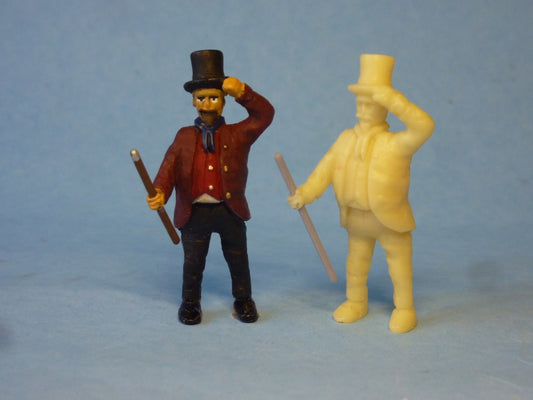 Man Holding Top Hat and Cane (FIG-2901)