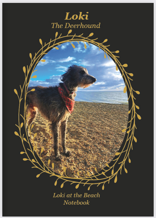 Loki the Deerhound, Notebook, Unlined, Loki at the Beach, Paperback