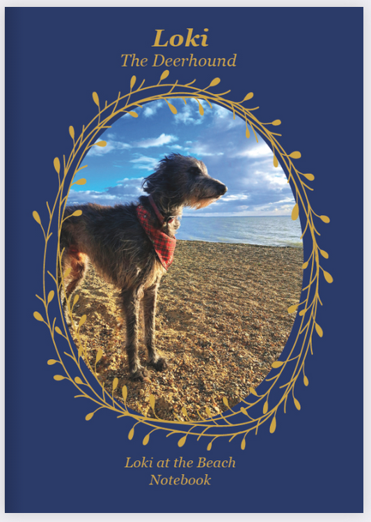 Loki the Deerhound, Notebook, Lined, Loki at the Beach, Paperback